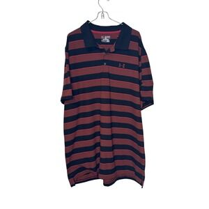 Under Armour Men Polo Shirt Loose Heatgear Short Sleeve Striped Oversized 2XL‎